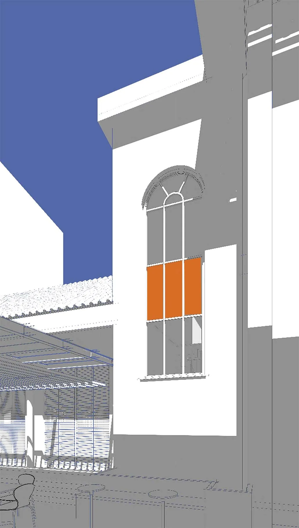 Shading panels on facade